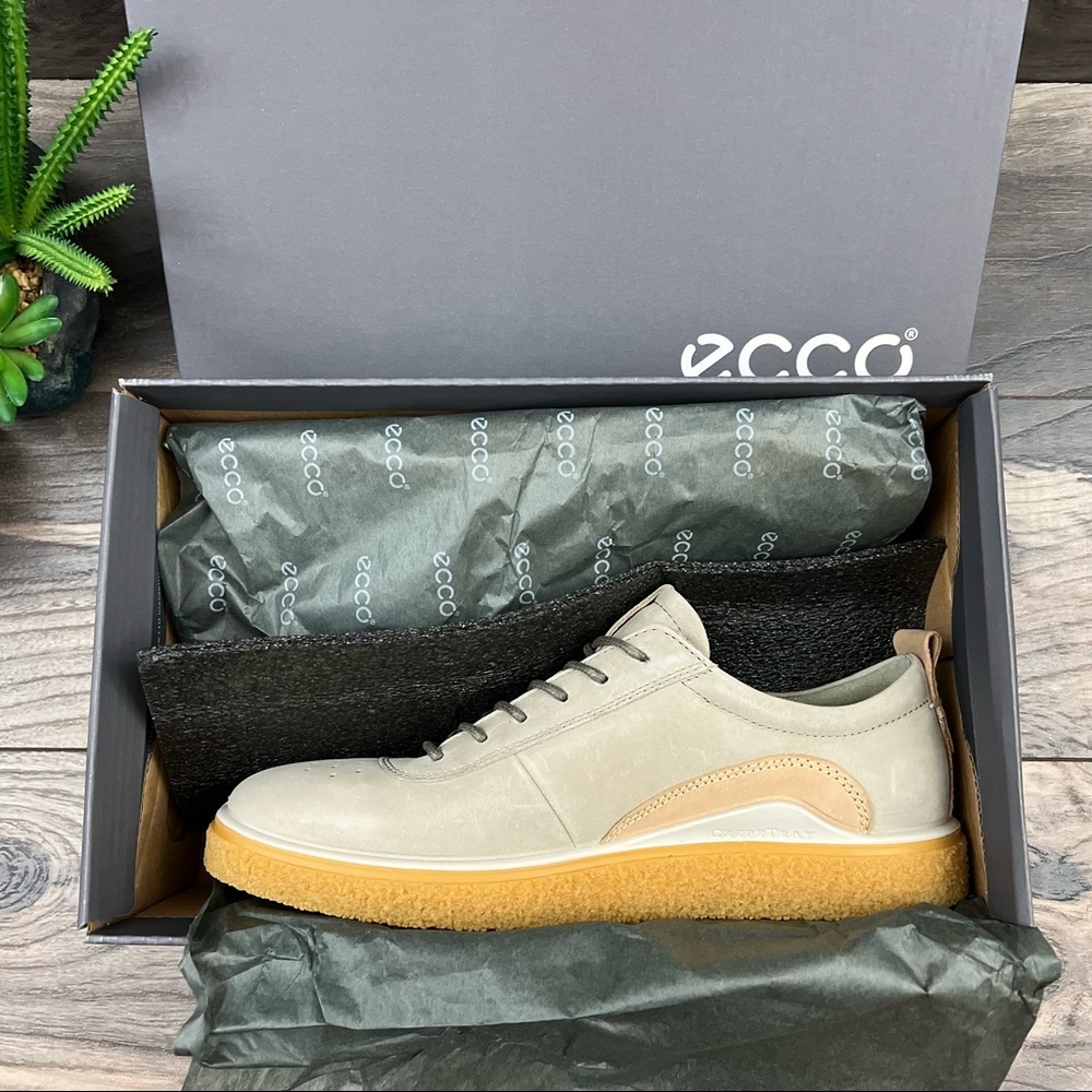 NIB Ecco Crepetray Leather Sneaker Sage - Picture 9 of 15
